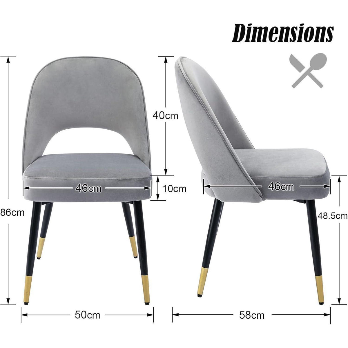 Samt Esszimmerstühle 4er Set – Modern & Komfortabel Grau