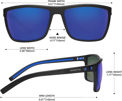 Polarisierte Herren Sonnenbrille TR90 Rahmen UV400 Schutz Schwarz Blau