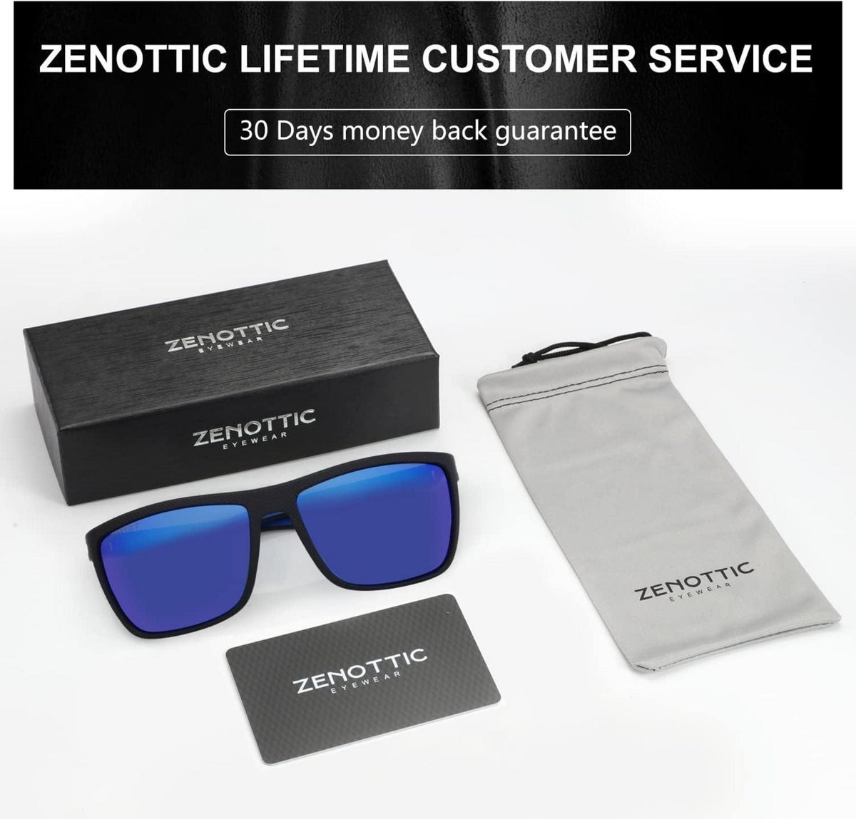 Polarisierte TR90 Sonnenbrille Herren UV400 Quadrat C13 Schwarz Blau