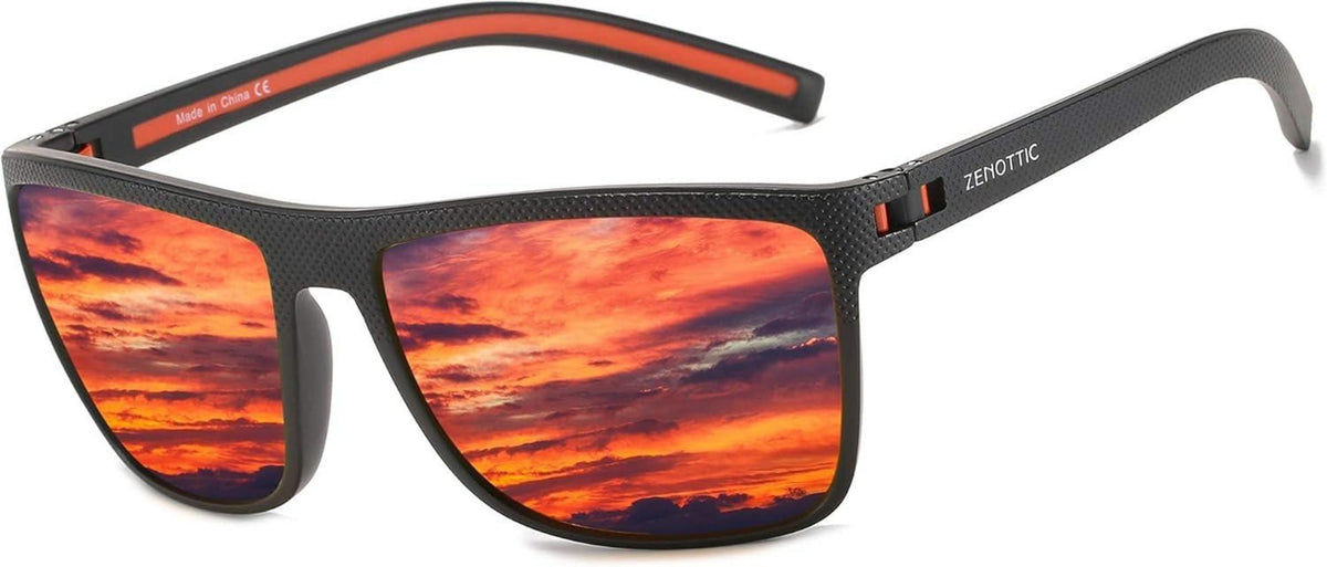 Polarisierte Sonnenbrille Herren UV400 TR90 Rahmen Schwarz/Orange