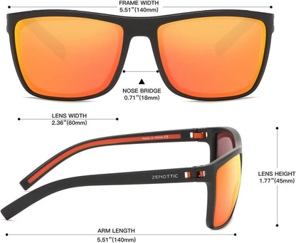 Polarisierte Sonnenbrille Herren UV400 TR90 Rahmen Schwarz/Orange