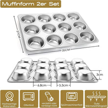 Muffinform 2er Set Edelstahl für 12 Muffins, Backofenfest