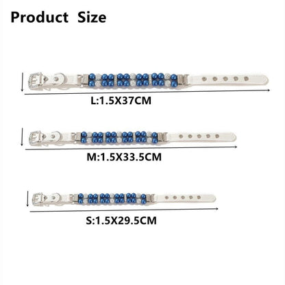 Blaues Perlenhalsband mit Strass – Verstellbar S in Lederoptik