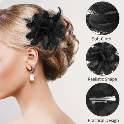 Haarclip mit Blume und Feder für Damen & Mädchen
