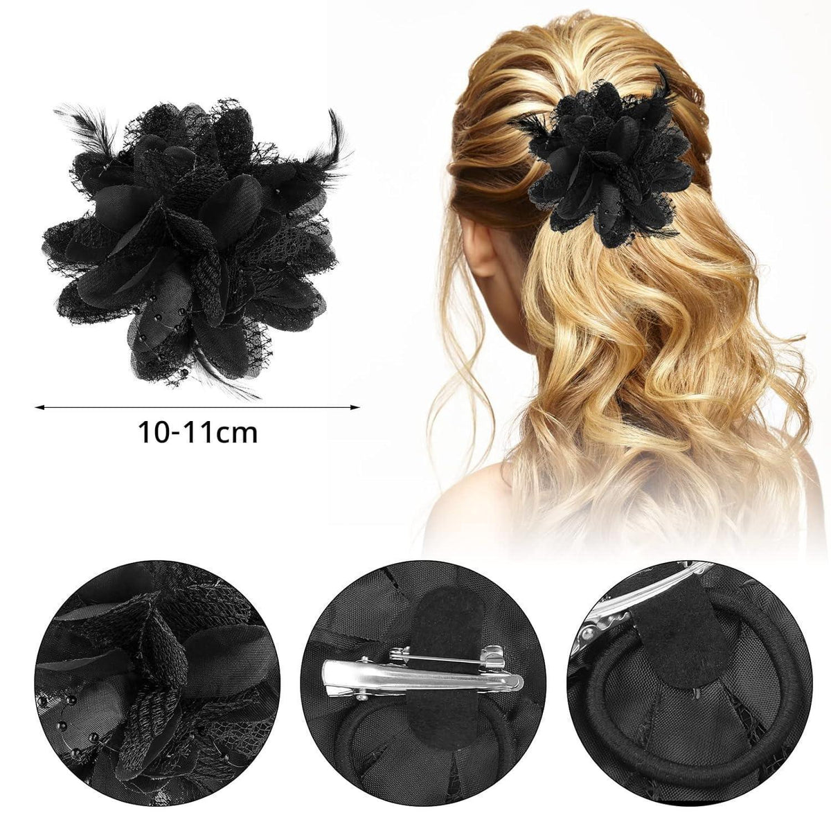 Haarclip mit Blume und Feder für Damen & Mädchen