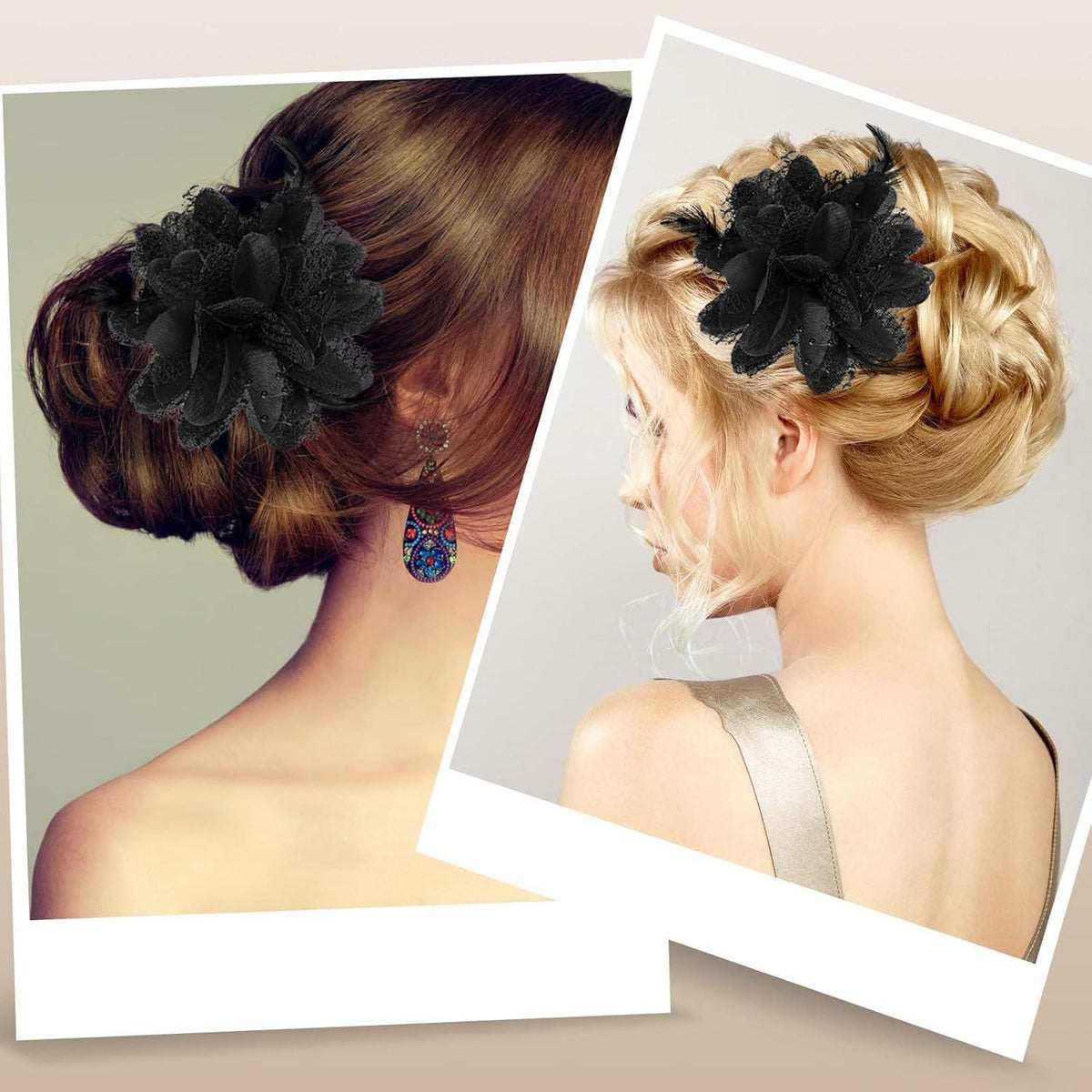 Haarclip mit Blume und Feder für Damen & Mädchen