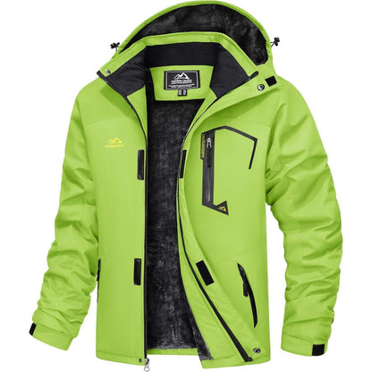 Herren Winterjacke wasserdicht warm mit Kapuze Neongrün