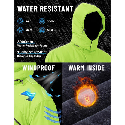Herren Winterjacke wasserdicht warm mit Kapuze Neongrün