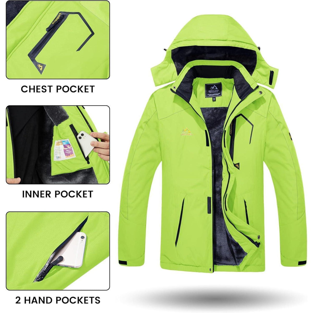 Herren Winterjacke wasserdicht & winddicht mit Fleece-Futter