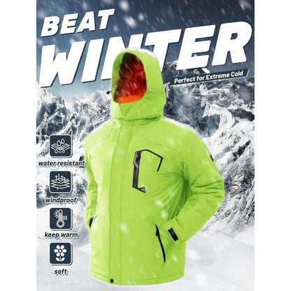 Herren Winterjacke wasserdicht & winddicht mit Fleece-Futter Neongrün