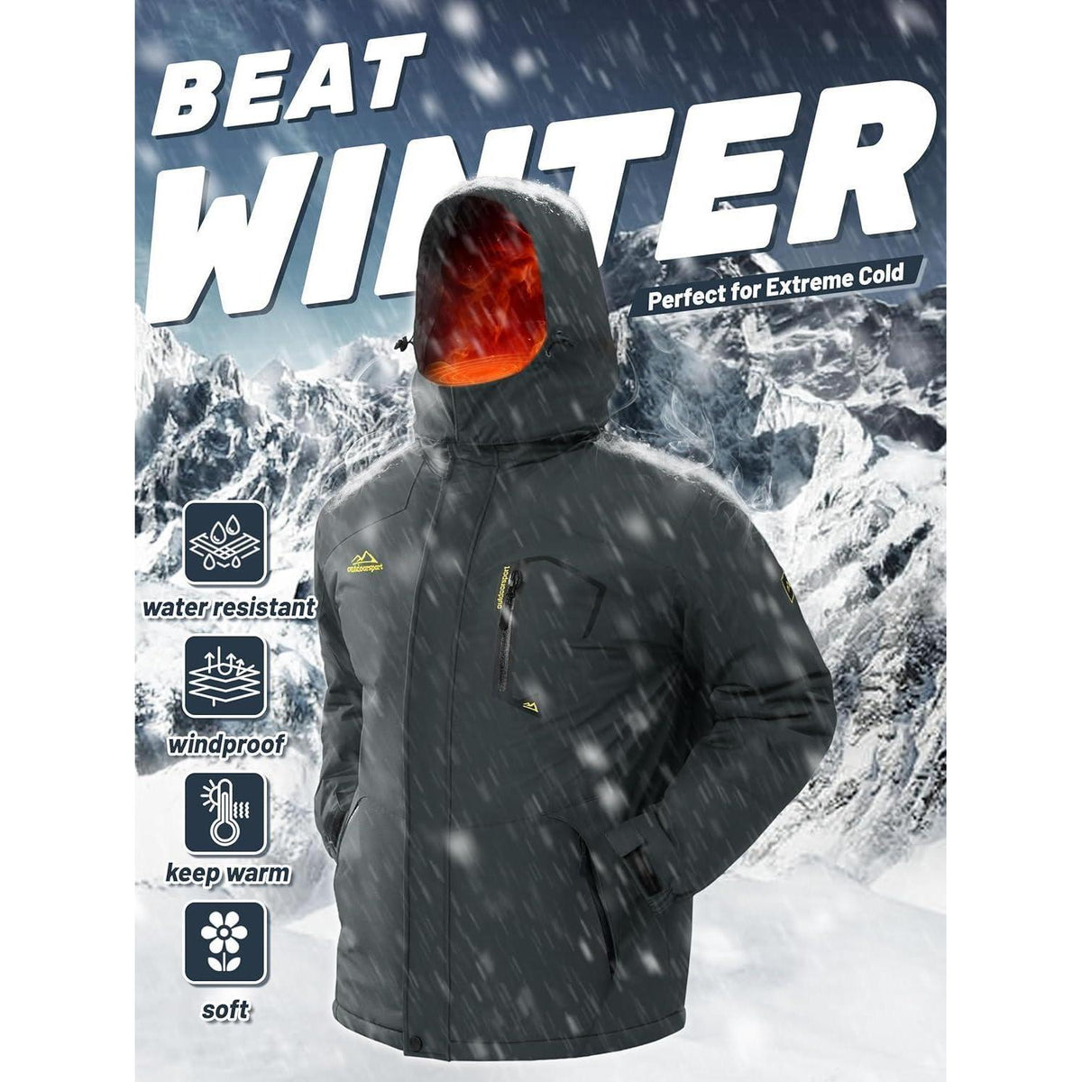 Herren Winterjacke wasserdicht & winddicht mit Fleece-Futter