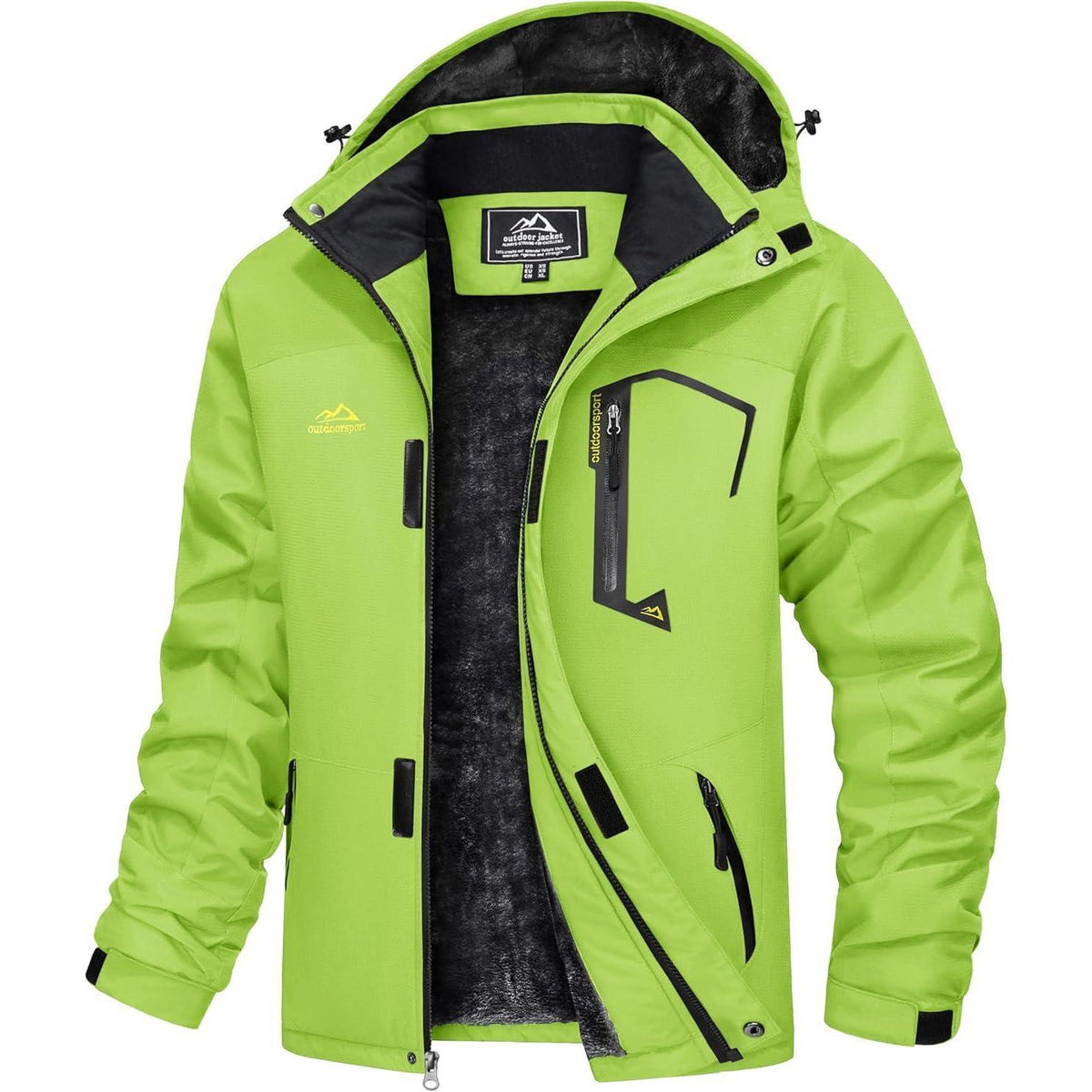 Herren Winterjacke wasserdicht & winddicht mit Fleece-Futter Neongrün
