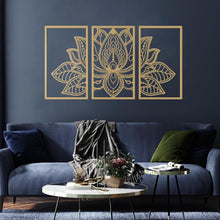 Lotus-Blume Metall-Wanddeko 3-teiliges Set Gold 110cm x 56cm