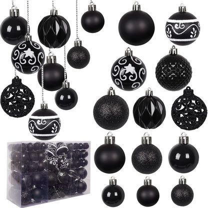 Weihnachtskugeln 100er Set bruchsicher schwarz
