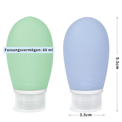 4er Set Silikon Reiseflaschen 60ml Auslaufsicher Nachfüllbar Blau Grün Rosa Grau
