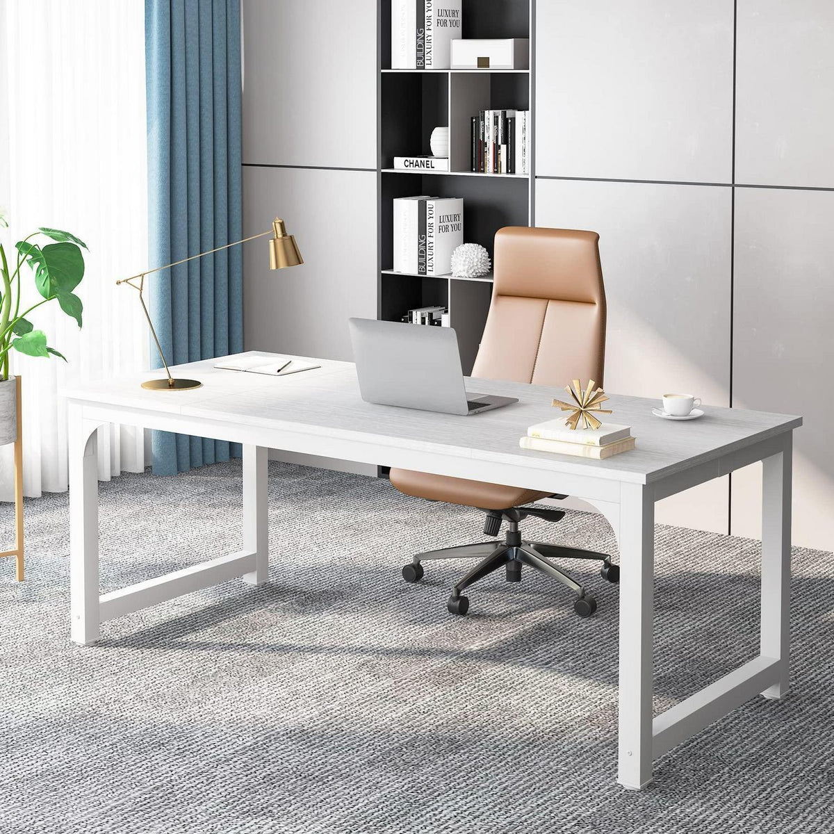 Schreibtisch 180x80cm Schwarz Weiß – Modernes Home Office