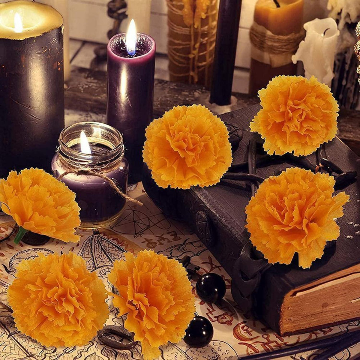30x Künstliche Ringelblumen – Diwali Deko & DIY Blumen