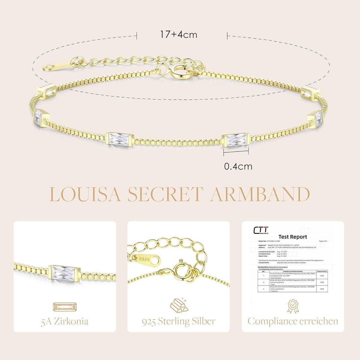 Damen Armband Layered Silber 925 Vergoldet mit Zirkonia