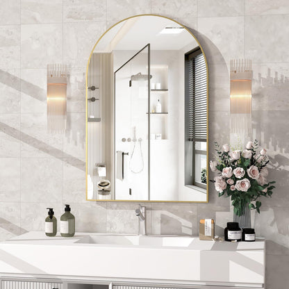 Gewölbter Wandspiegel 60x90cm mit Goldrahmen – Badezimmer Spiegel