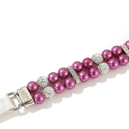 Hundehalsband Perle Violett, Verstellbar M 33cm