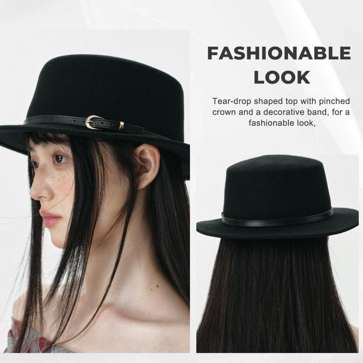 Verstellbarer Fedora Hut Damen & Herren – Schwarz