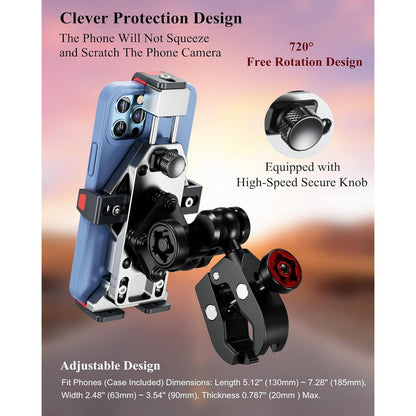 Motorrad Handyhalterung mit Vibrationsdämpfer & Diebstahlschutz