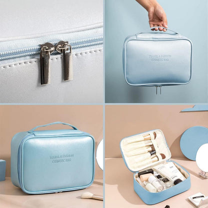3er Kosmetiktasche Set Blau Wasserdicht PU