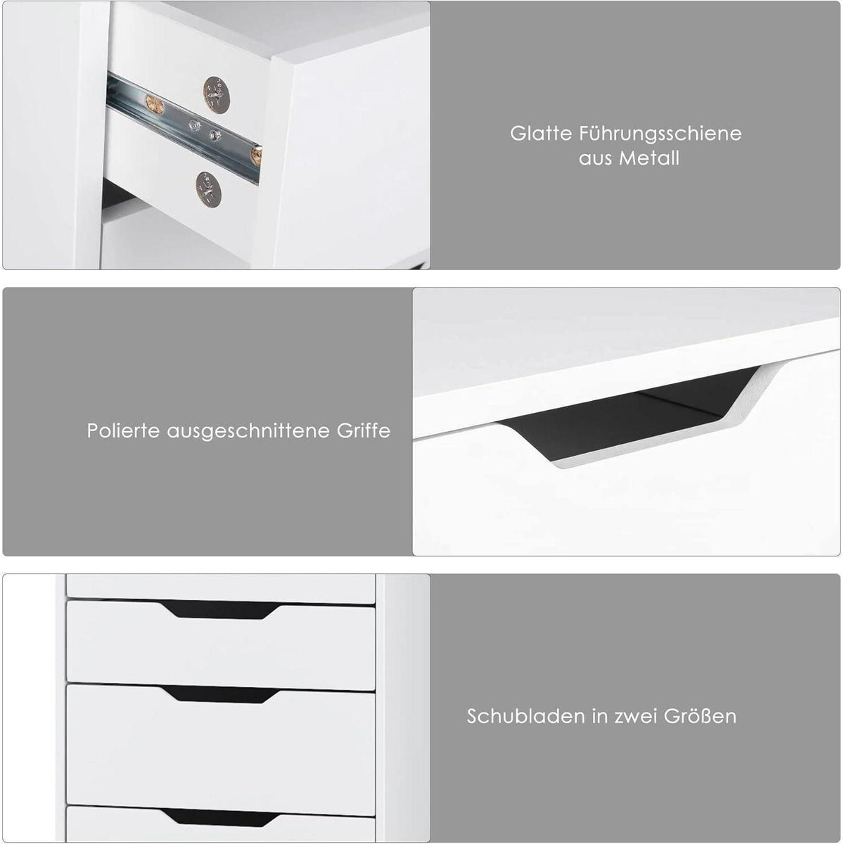 Weiße Kommode mit 9 Schubladen – Schmaler Schubladenschrank