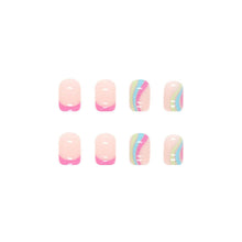 24 Stück Press on Nägel Rainbow French Wavy Pattern - Pastel