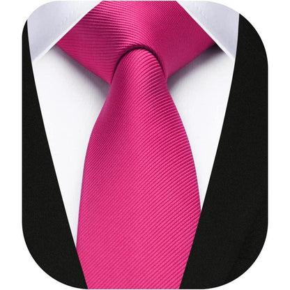 Herren Krawatte Seide Schmal Einfarbig Dunkelrosa 6cm