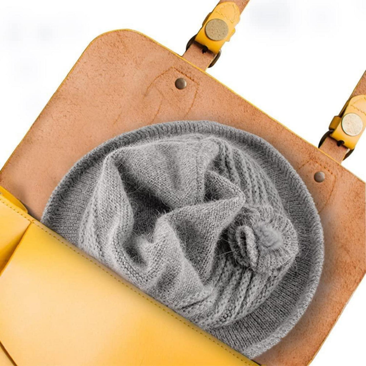 Damen Wollmütze Winter Beanie warm Strickmütze mit Schirm A-Weinrot