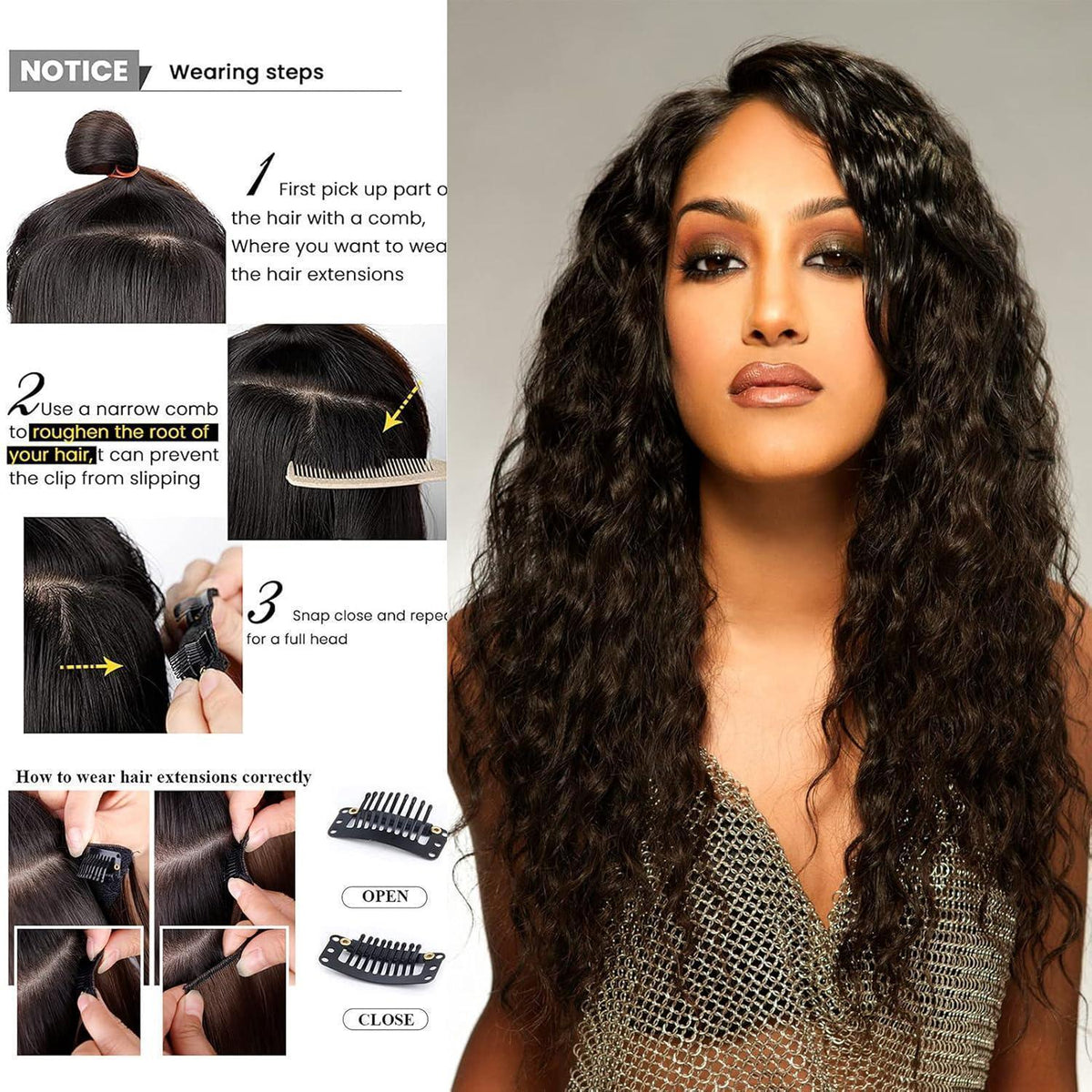 50cm gewellte Haarverlängerung – Synthetisch, Hellbraun & Blond