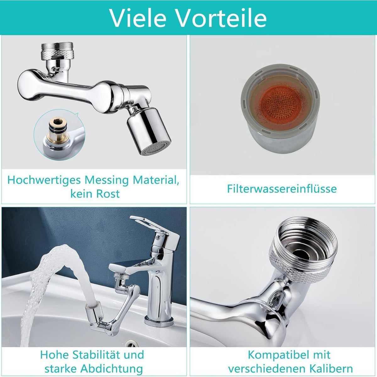 Drehbarer Wasserhahn Aufsatz 1080° – Multifunktional & Filternd