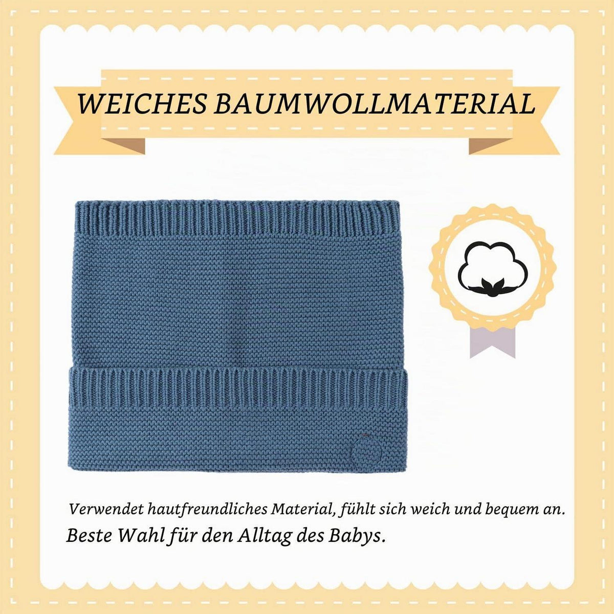 Baby Schlauchschal Baumwolle warm für 1-6 Jahre Haze Blau
