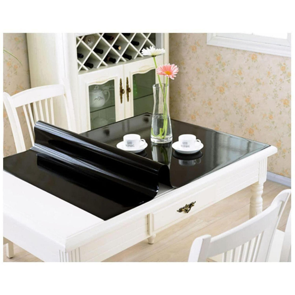 Wasserdichte PVC Tischdecke Schwarz 90x180 cm – Schutzfolie für Tisch