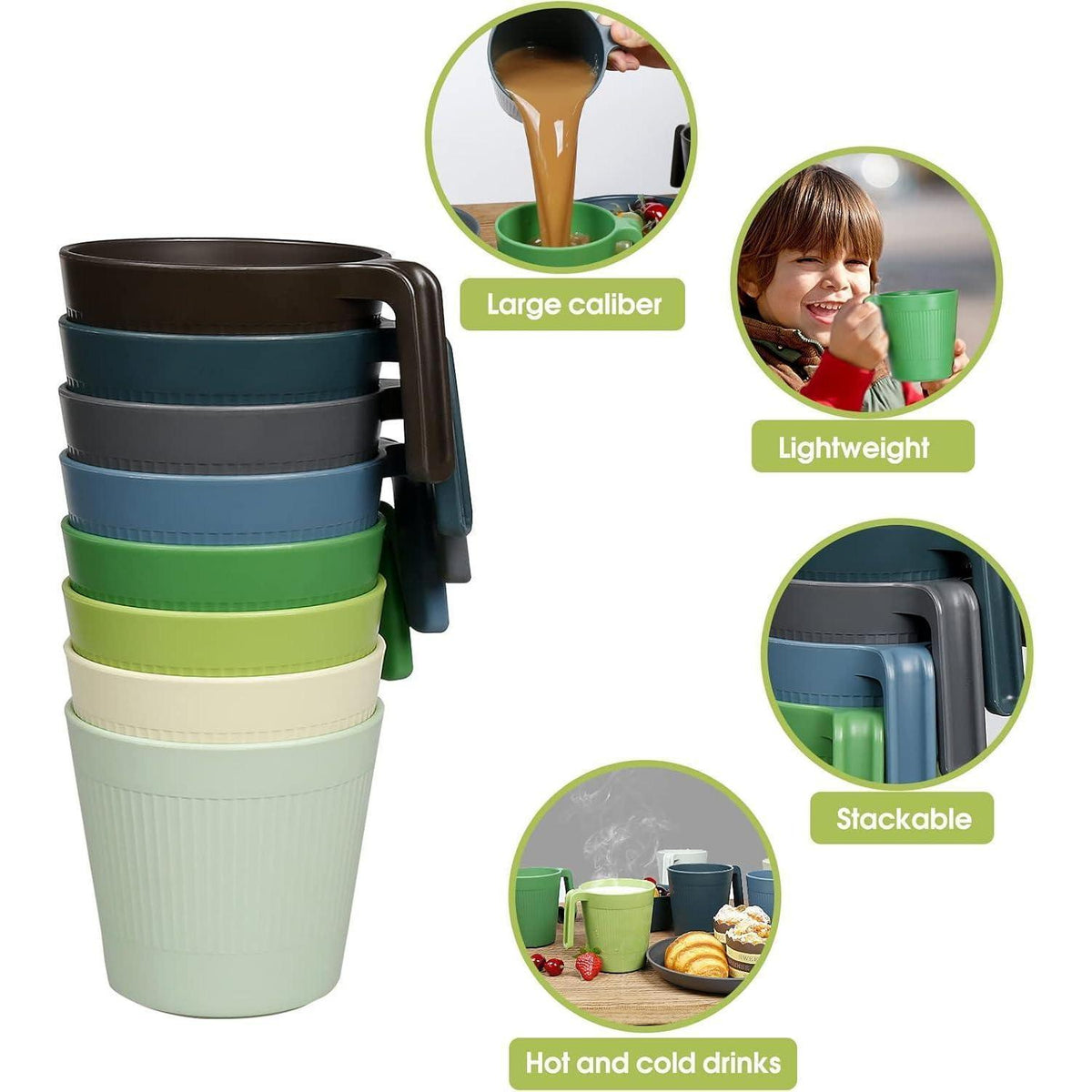 8er Set wiederverwendbare Kaffeetassen 500ml – Mikrowellen & Spülmaschinenfest