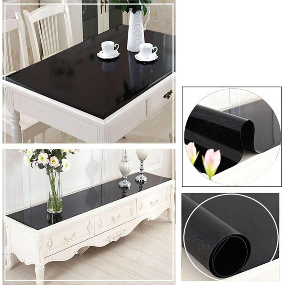 Wasserdichte PVC Tischdecke Schwarz 85x180cm – Schutzfolie für Tisch