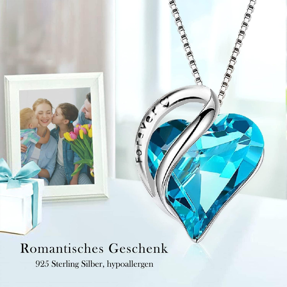 Ewige Rose Geschenkbox mit Grußkarte, Blaue Rose
