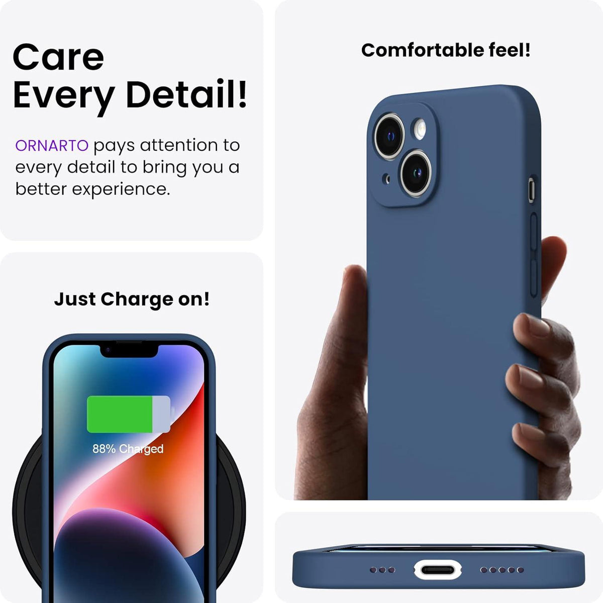 Schutzhülle für iPhone 14 6,1 Zoll mit Screen Schutzfolie dunkelblau