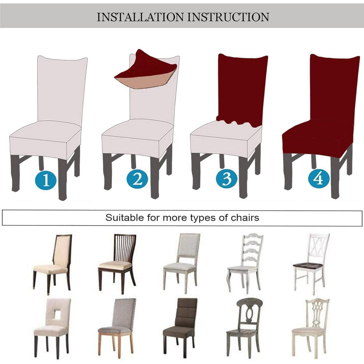 Stretch Stuhlhussen Set Dunkelgrau - Universal Passform