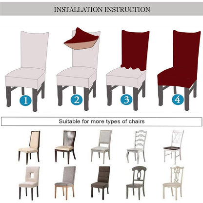 Stretch Stuhlhussen Set Dunkelgrau - Universal Passform
