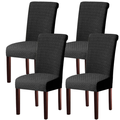 Stretch Stuhlhussen Set – Modern & Waschbar (Schwarz, 4 Stück)