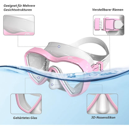 Panorama Schnorchelset für Erwachsene, Anti-Beschlag & Wasserdicht, Rosa
