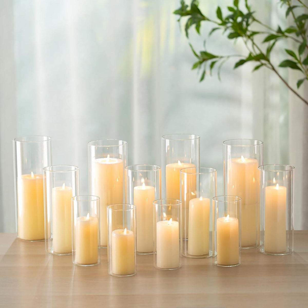 Windlichter Glas 30er Set, 3 Größen, für Kerzen & Blumen