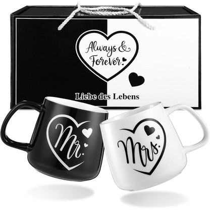 Mr & Mrs Partner Tassen Set Keramik 350ml Geschenkbox