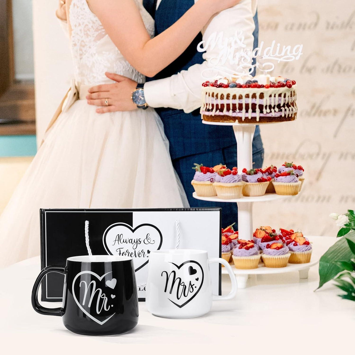 Mr & Mrs Partner Tassen Set Keramik 350ml Geschenkbox