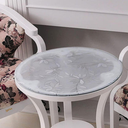 Runde PVC Tischdecke Chrysantheme 100cm - 2mm Schutzfolie