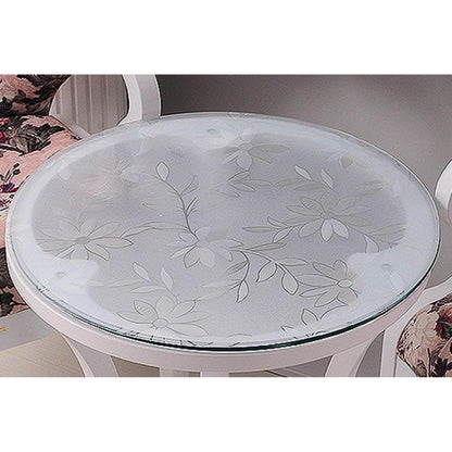 Runde PVC Tischdecke Chrysantheme 100cm - 2mm Schutzfolie