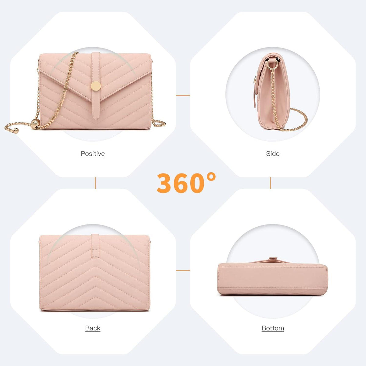 Damen Clutch Kettentasche Envelope Abendtasche Handtasche Elegant