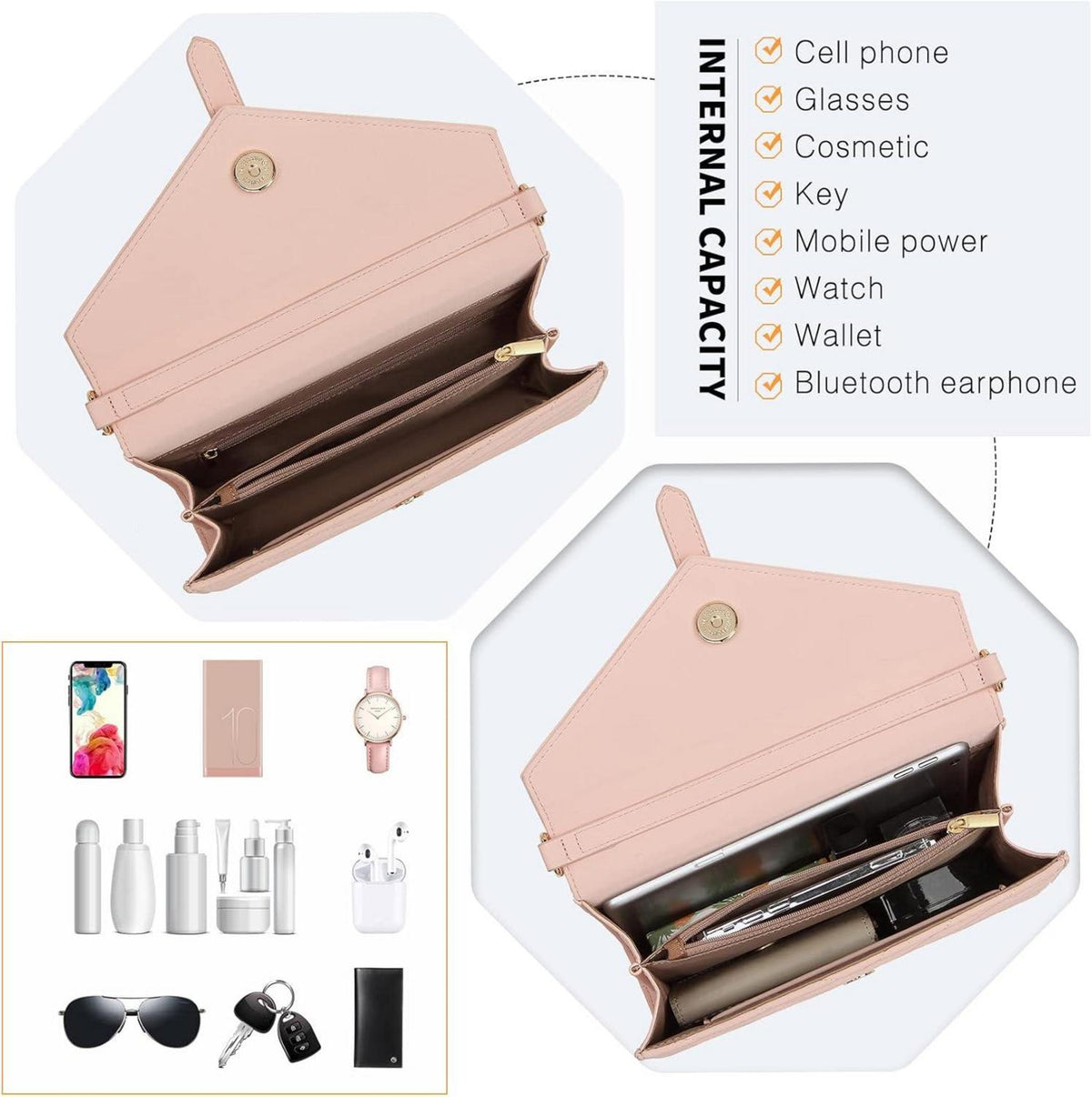 Damen Clutch Envelope Abendtasche Elegant Kettentasche Handtasche